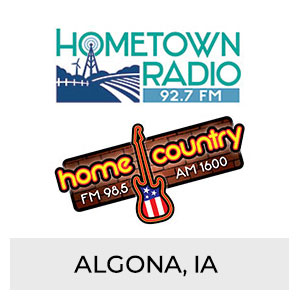 Hometown Radio 92.7 FM, Home Country FM 98.5 AM 1600 Algona, IA